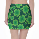Four-Leaf Clover St. Patrick's Day Print Pencil Mini Skirt