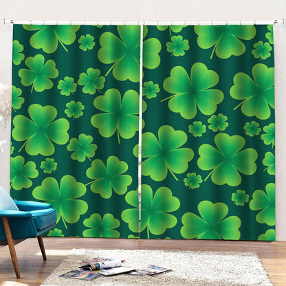 Four-Leaf Clover St. Patrick's Day Print Pencil Pleat Curtains