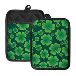 Four-Leaf Clover St. Patrick's Day Print Pot Holders With Pocket