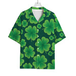 Four-Leaf Clover St. Patrick's Day Print Rayon Hawaiian Shirt