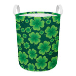 Four-Leaf Clover St. Patrick's Day Print Round Laundry Basket