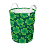 Four-Leaf Clover St. Patrick's Day Print Round Laundry Basket