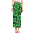 Four-Leaf Clover St. Patrick's Day Print Side Slit Maxi Skirt