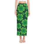Four-Leaf Clover St. Patrick's Day Print Side Slit Maxi Skirt