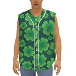 Four-Leaf Clover St. Patrick's Day Print Sleeveless Baseball Jersey