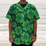 Four-Leaf Clover St. Patrick's Day Print Textured Short Sleeve Shirt