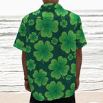 Four-Leaf Clover St. Patrick's Day Print Textured Short Sleeve Shirt