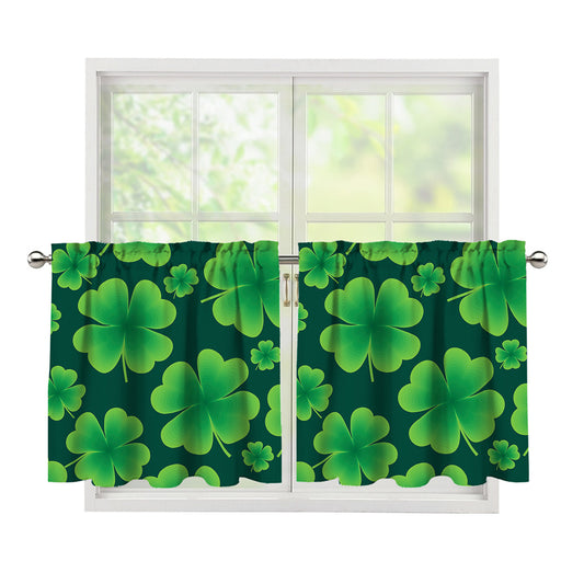 Four-Leaf Clover St. Patrick's Day Print Tier Curtains