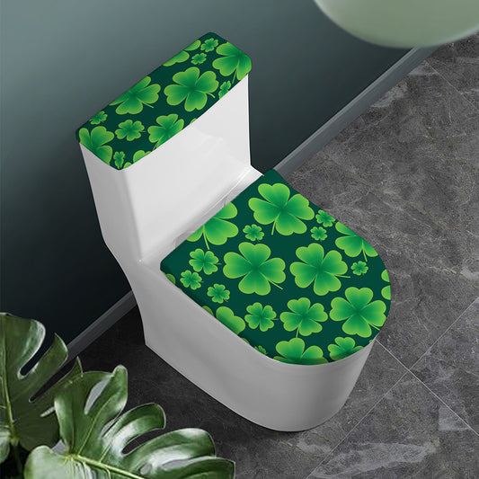Four-Leaf Clover St. Patrick's Day Print Toilet Lid And Tank Cover Set