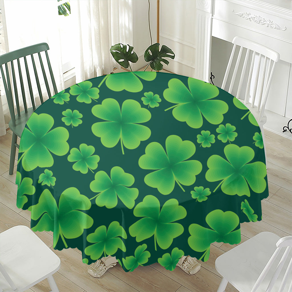 Four-Leaf Clover St. Patrick's Day Print Waterproof Round Tablecloth