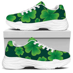 Four-Leaf Clover St. Patrick's Day Print White Chunky Shoes