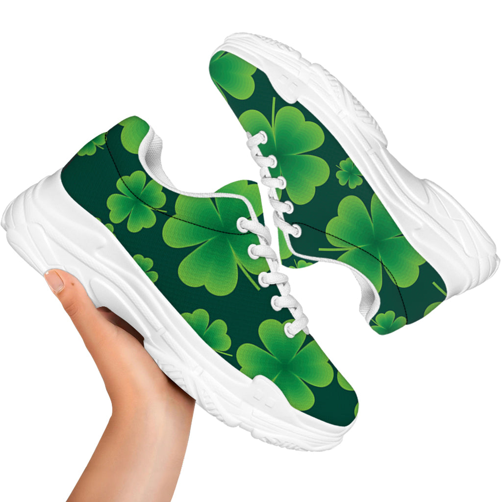 Four-Leaf Clover St. Patrick's Day Print White Chunky Shoes