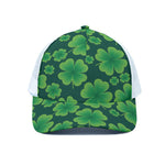 Four-Leaf Clover St. Patrick's Day Print White Mesh Trucker Cap