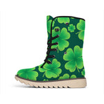 Four-Leaf Clover St. Patrick's Day Print Winter Boots