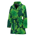 Four-Leaf Clover St. Patrick's Day Print Women's Bathrobe