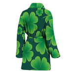 Four-Leaf Clover St. Patrick's Day Print Women's Bathrobe