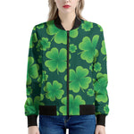 Four-Leaf Clover St. Patrick's Day Print Women's Bomber Jacket