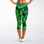 Four-Leaf Clover St. Patrick's Day Print Women's Capri Leggings