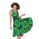 Four-Leaf Clover St. Patrick's Day Print Women's Sleeveless Dress