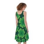 Four-Leaf Clover St. Patrick's Day Print Women's Sleeveless Dress