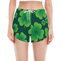 Four-Leaf Clover St. Patrick's Day Print Women's Split Running Shorts