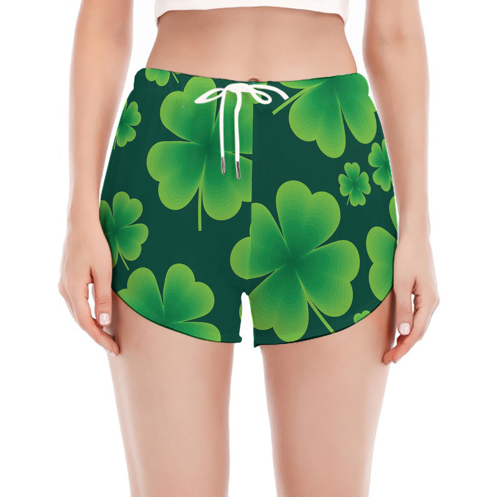 Four-Leaf Clover St. Patrick's Day Print Women's Split Running Shorts