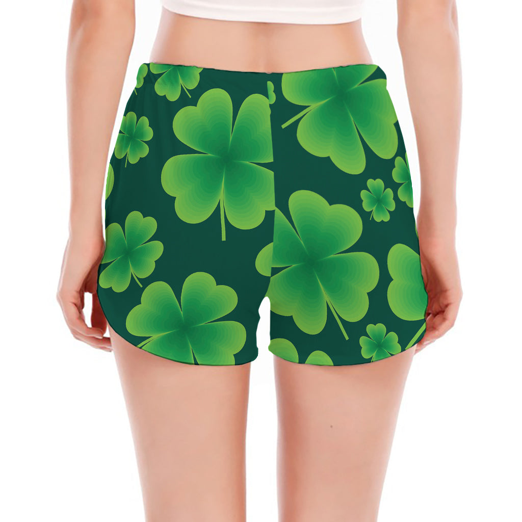 Four-Leaf Clover St. Patrick's Day Print Women's Split Running Shorts