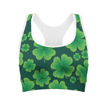 Four-Leaf Clover St. Patrick's Day Print Women's Sports Bra