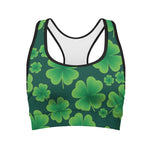Four-Leaf Clover St. Patrick's Day Print Women's Sports Bra