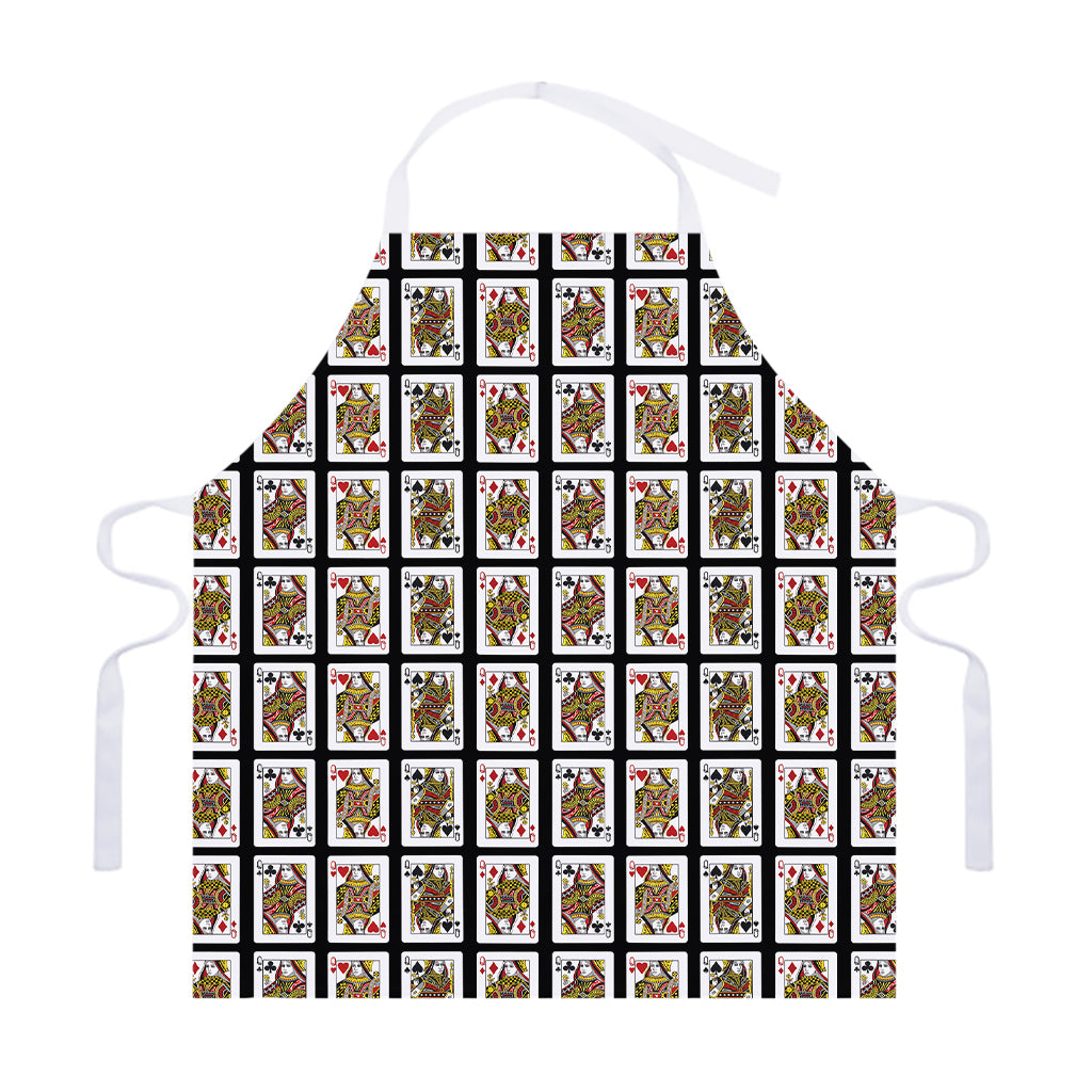 Four Queens Playing Cards Pattern Print Adjustable Apron