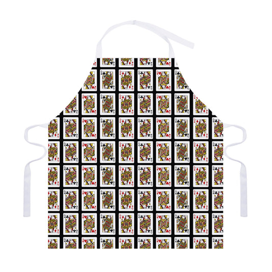 Four Queens Playing Cards Pattern Print Adjustable Apron