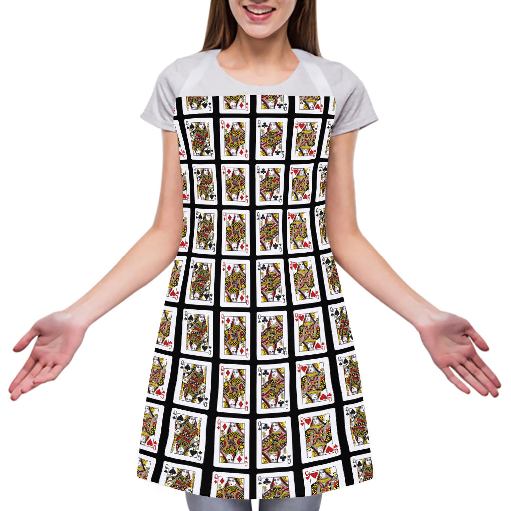 Four Queens Playing Cards Pattern Print Adjustable Apron
