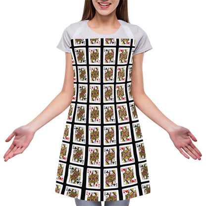 Four Queens Playing Cards Pattern Print Adjustable Apron