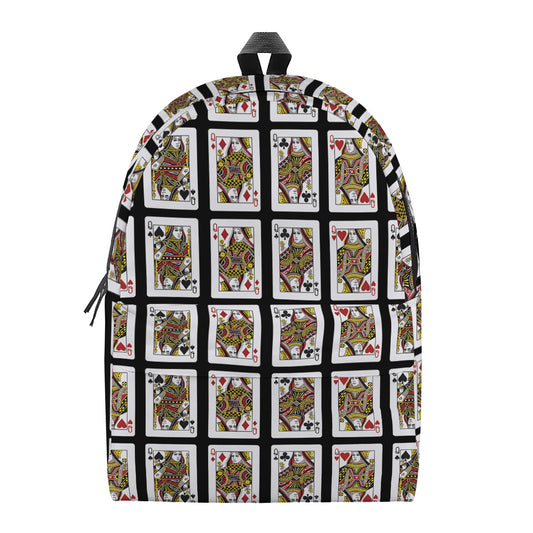 Four Queens Playing Cards Pattern Print Backpack