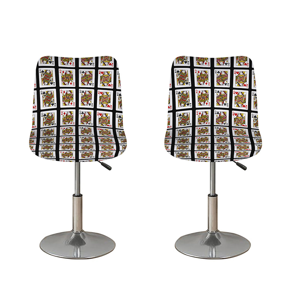 Four Queens Playing Cards Pattern Print Bar Stool Covers