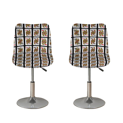 Four Queens Playing Cards Pattern Print Bar Stool Covers