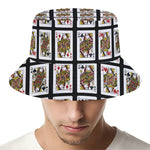 Four Queens Playing Cards Pattern Print Bucket Hat