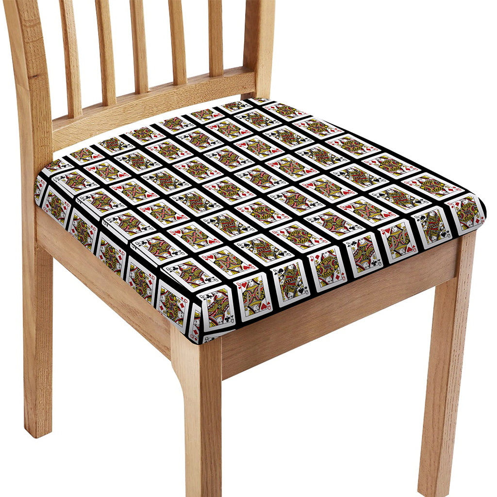 Four Queens Playing Cards Pattern Print Chair Cushion Cover