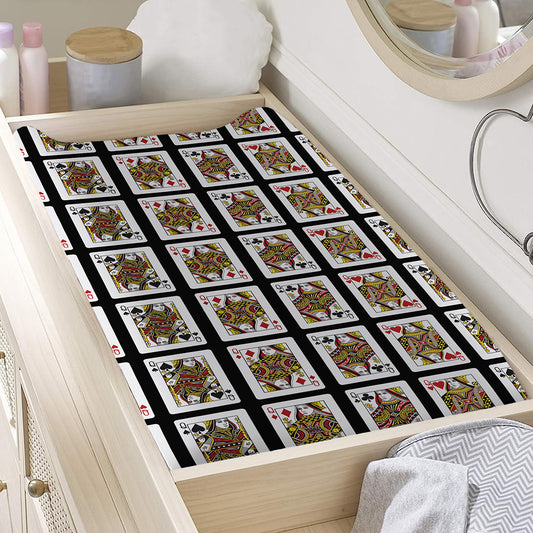 Four Queens Playing Cards Pattern Print Changing Pad Cover