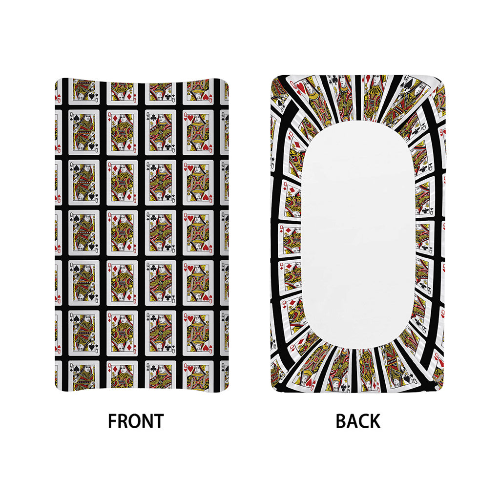 Four Queens Playing Cards Pattern Print Changing Pad Cover