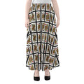 Four Queens Playing Cards Pattern Print Chiffon Maxi Skirt