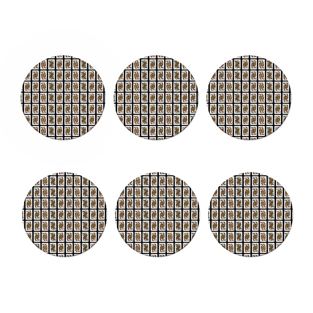 Four Queens Playing Cards Pattern Print Coaster Set