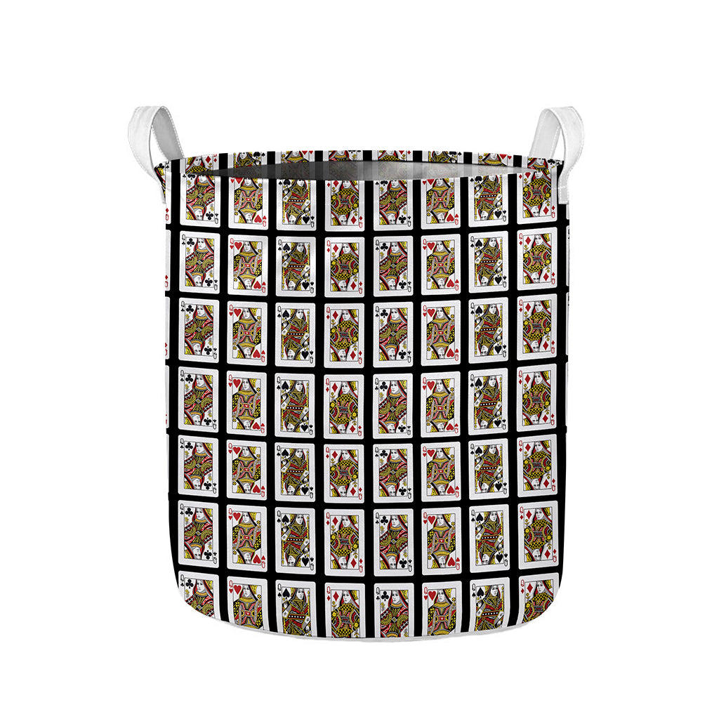 Four Queens Playing Cards Pattern Print Collapsible Laundry Basket
