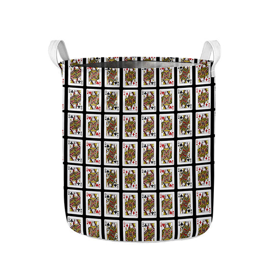 Four Queens Playing Cards Pattern Print Collapsible Laundry Basket