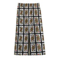 Four Queens Playing Cards Pattern Print Cotton Front Slit Maxi Skirt