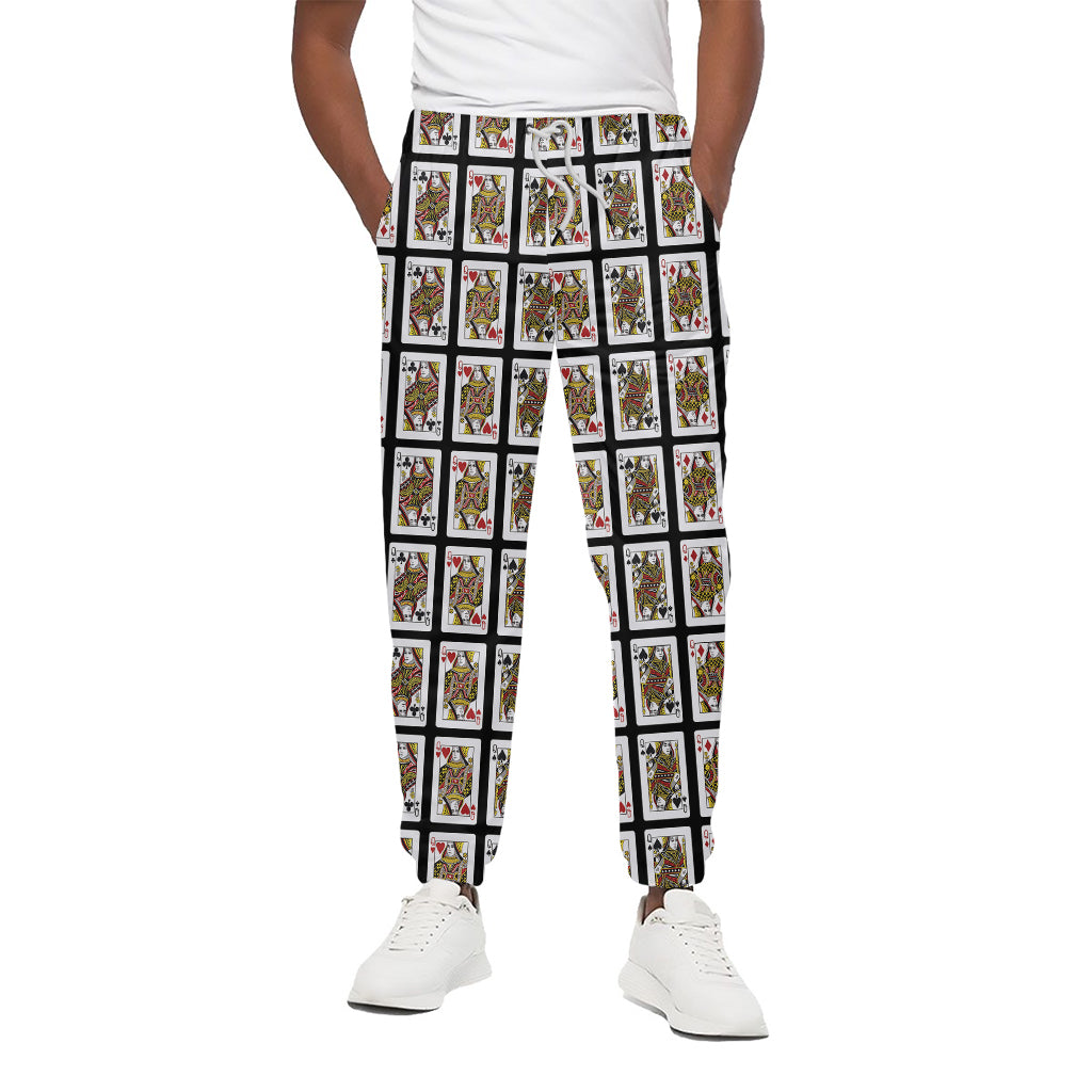 Four Queens Playing Cards Pattern Print Cotton Pants