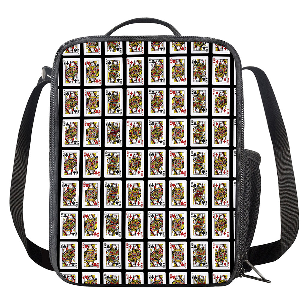 Four Queens Playing Cards Pattern Print Crossbody Lunch Bag