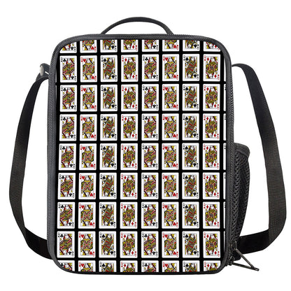 Four Queens Playing Cards Pattern Print Crossbody Lunch Bag