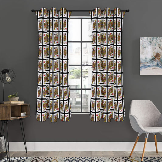 Four Queens Playing Cards Pattern Print Curtain