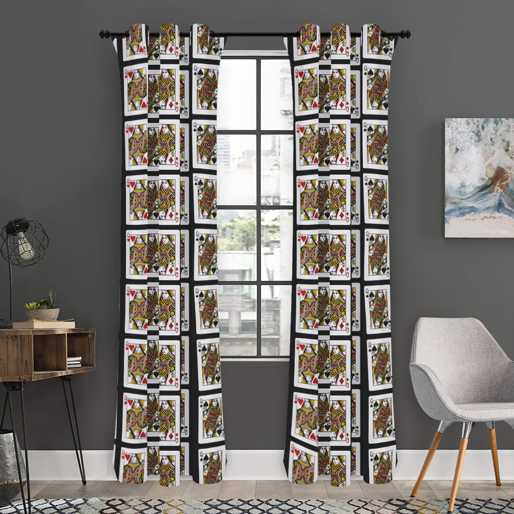 Four Queens Playing Cards Pattern Print Curtain